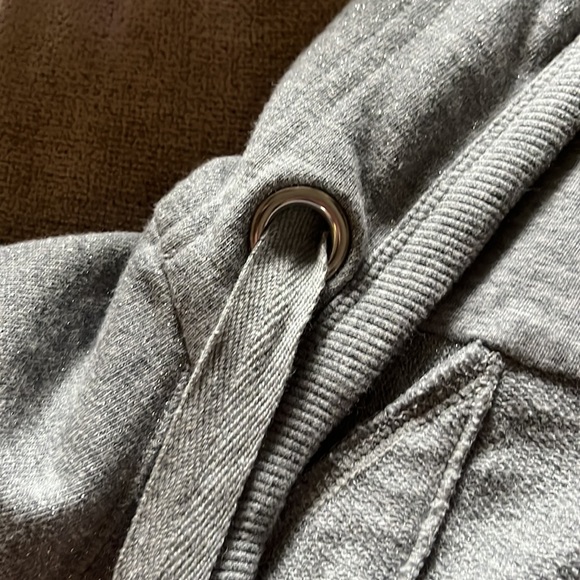 Armani Exchange Gray Sparkling Cropped Top Sweatshirt Hoodie- Size Small - Picture 5 of 9